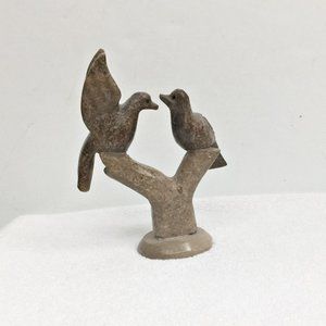 Love Birds Figurine Brown Tan Carved Stone  4 1/2"